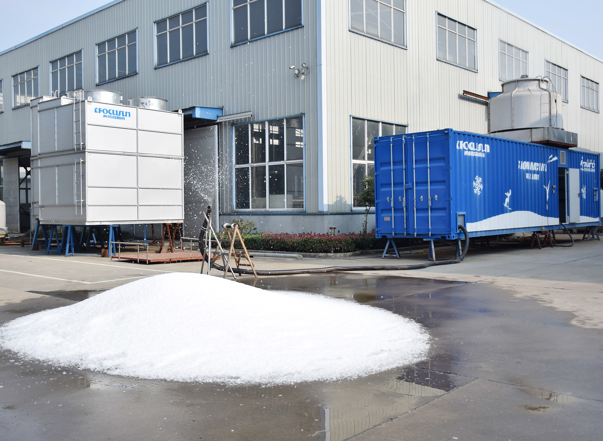 Modular container snow factory with Focusun high-temperature snow making technology