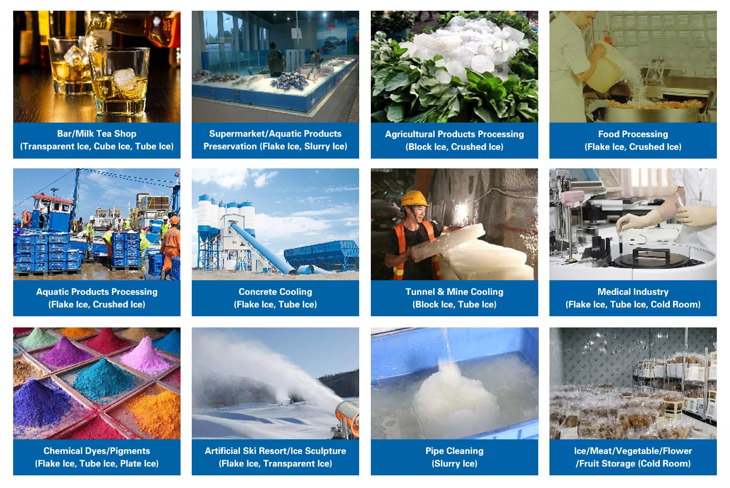 ice used for cooling and preservation in food and cold chain applications