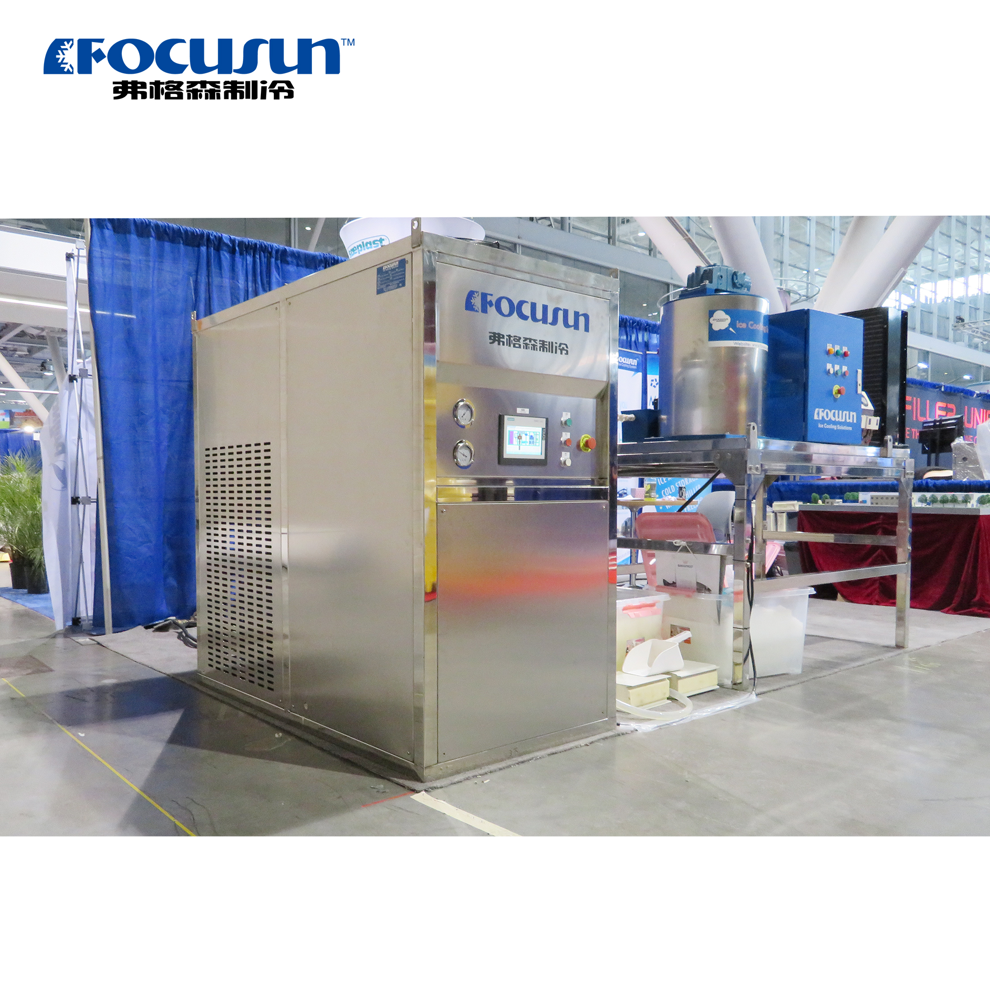 High-capacity slurry ice maker with pumpable fluid ice system for continuous industrial cooling