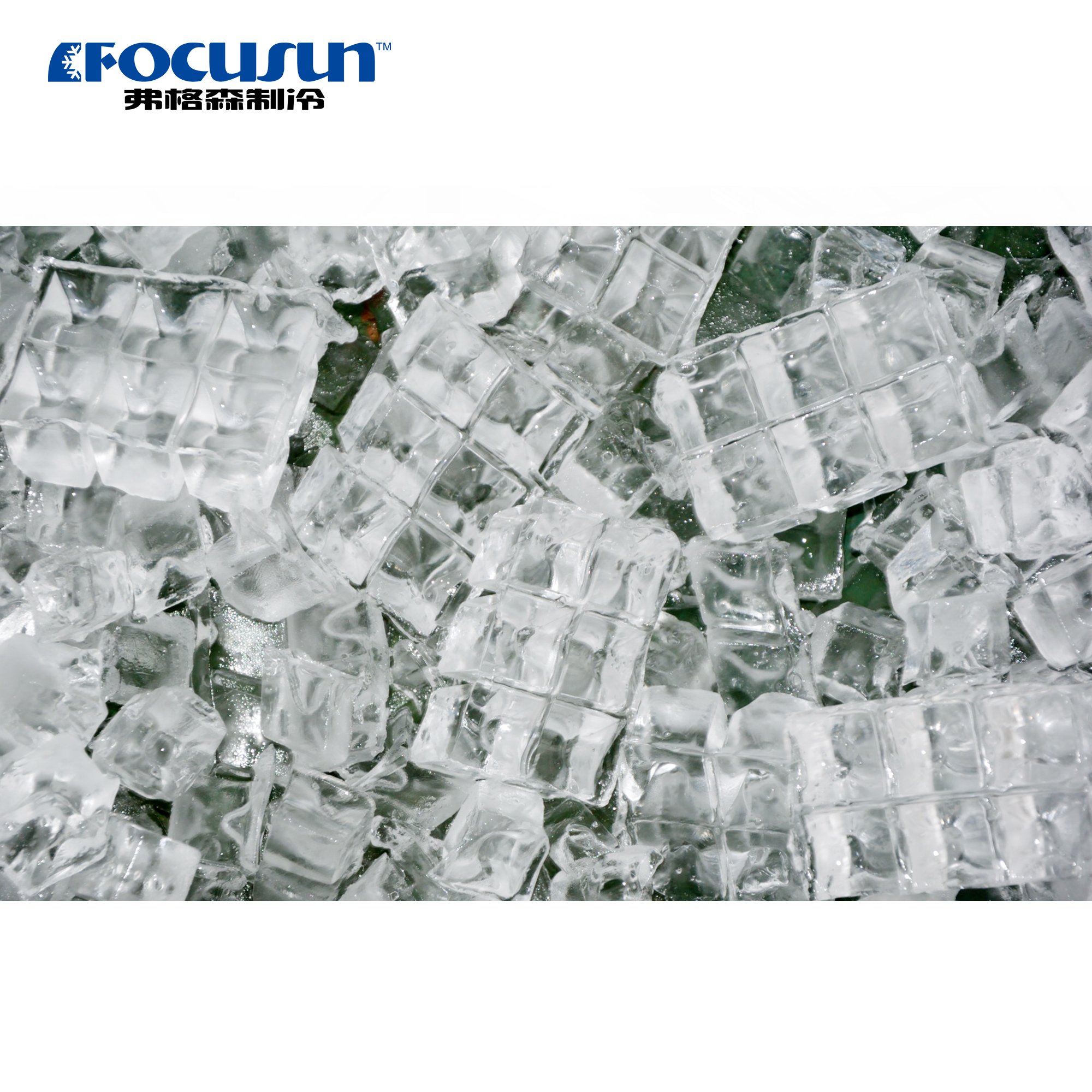 Crystal clear cube ice cubes used for beverage cooling in commercial food and hospitality applications
